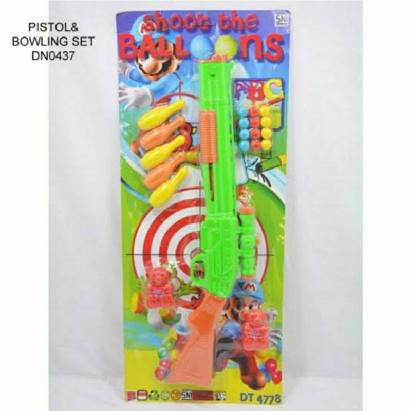 Mainan Tembak Panjang Bowling Shoot Gun - DT 4778 + bubble wrap