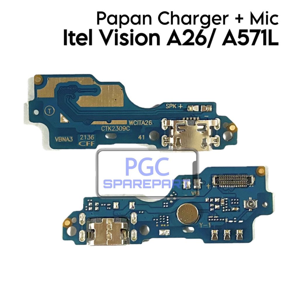 Papan PCB Konektor Charger + Mic Infinix Itel Vision A26 / A571L - Flexible Flexibel Fleksibel Fleksible Connector Cas Charge Casan Charging