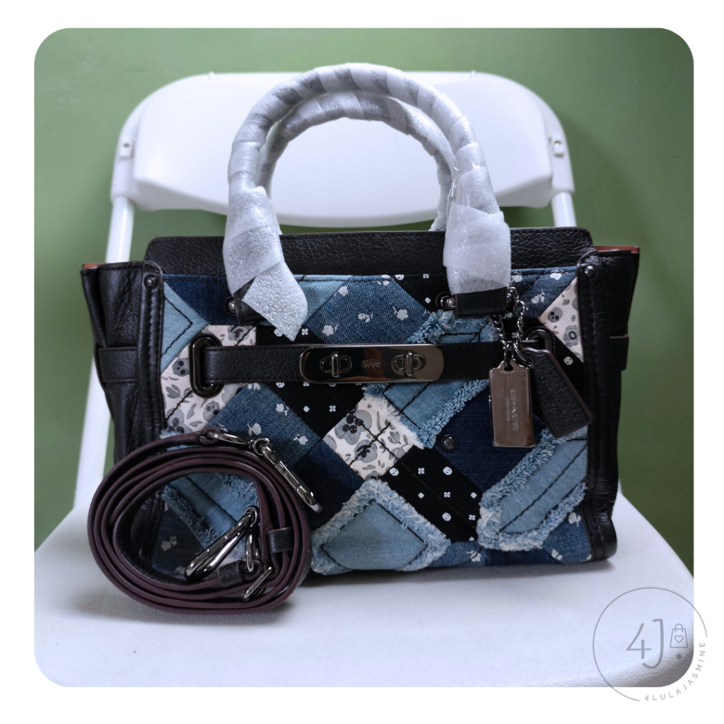 Tas Wanita 38075 Swagger 27 Satchel Carryall Leather Denim Skull & Ros