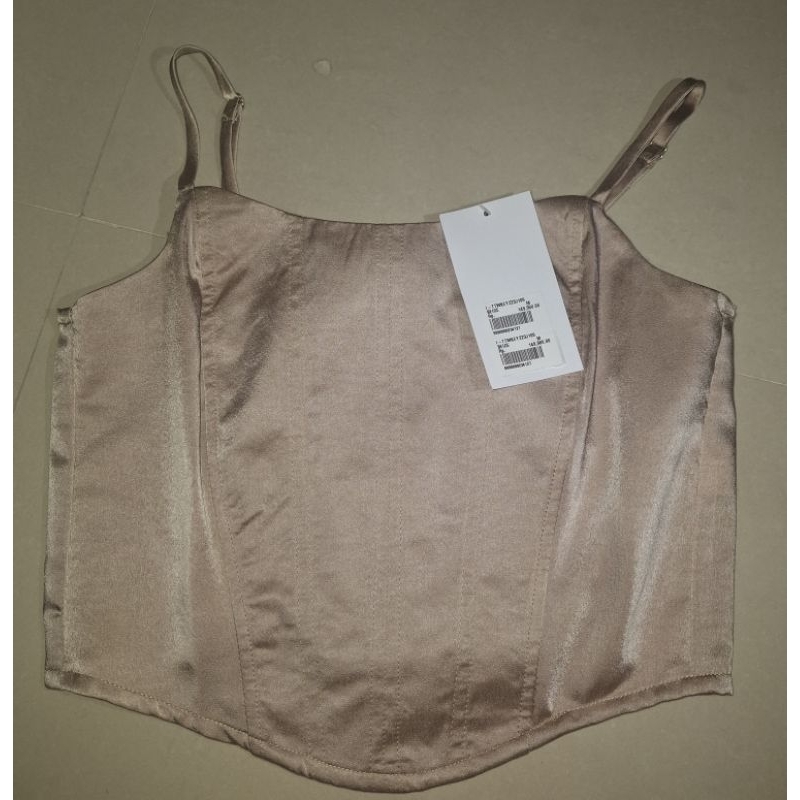 Fitted Satin Corset Top Beige - Colorbox Brand New