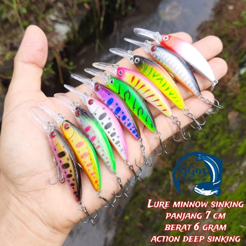 Lure casting hampala mahseer murah minnow sinking 7 cm/ 6 gram | lure murah | umpan pancing | umpan 