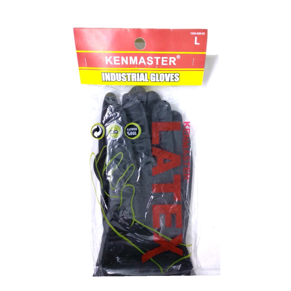 Terjangkau Kenmaster Hitam  Latex Hand Gloves