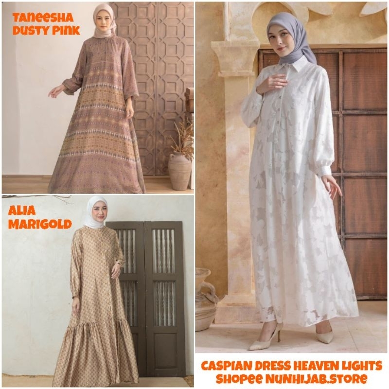 HL RAYA CASPIAN TANEESHA  ALIA REINE Series Midi DRESS Gamis Tunic Tunik Baju Hijab Lebaran HEAVEN LIGHTS
