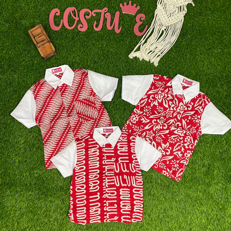 Batik Costume Kemeja Batik Anak Laki Jawara Merah Putih Kemeja Batik Anak Merah Putih Jawara Bahan K