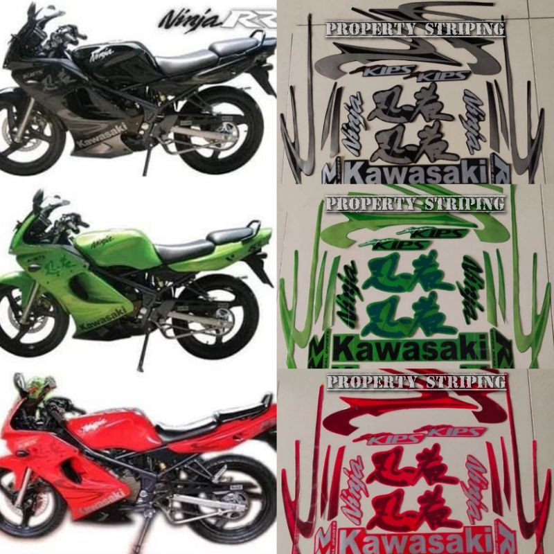 lis stiker striping montor NINJA RR OLD 2011 SE waran hitam hijau merah seperti original nya