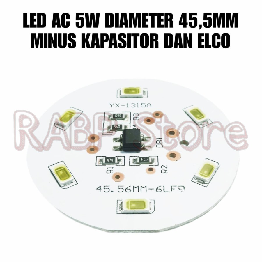 10X PCB LED AC 5W DIAMETER 45,5MM MINUS KAPASITOR DAN ELCO - DAPAT 10PCS