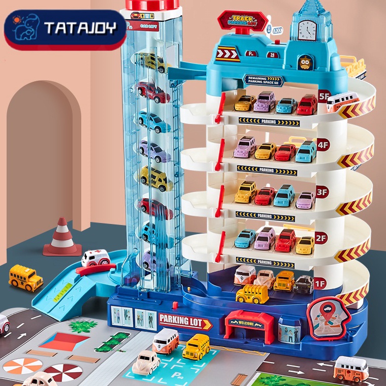 ZSf TATAJOY Mainan Parking Lot mainan parkir mobil mainan mobil murah Parkir Mobil Dengan Lift Simul