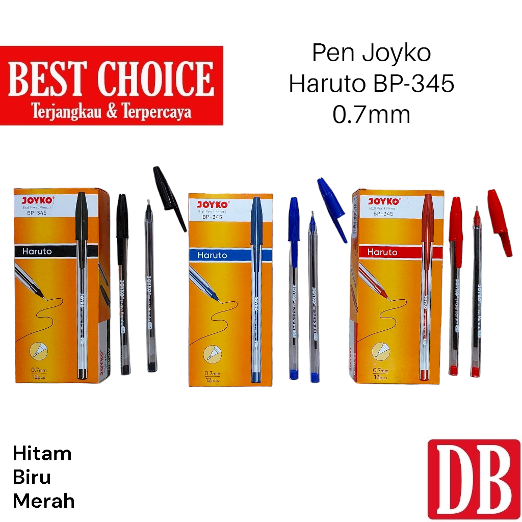 

Ballpoint / Pulpen Joyko Haruto BP-345 0.7mm Hitam/Biru/Merah (12pcs)