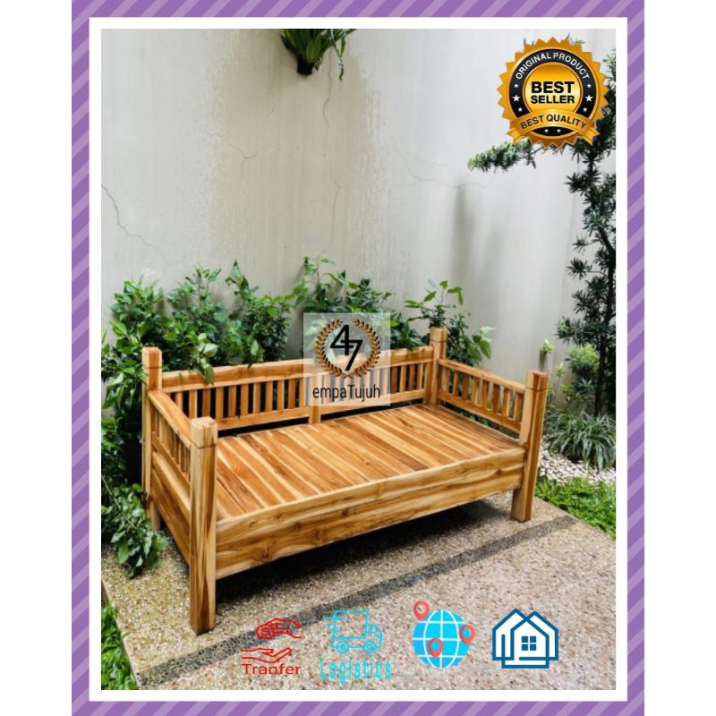 Kursi Bangku Bale Bale Taman Outdoor Kayu Jati