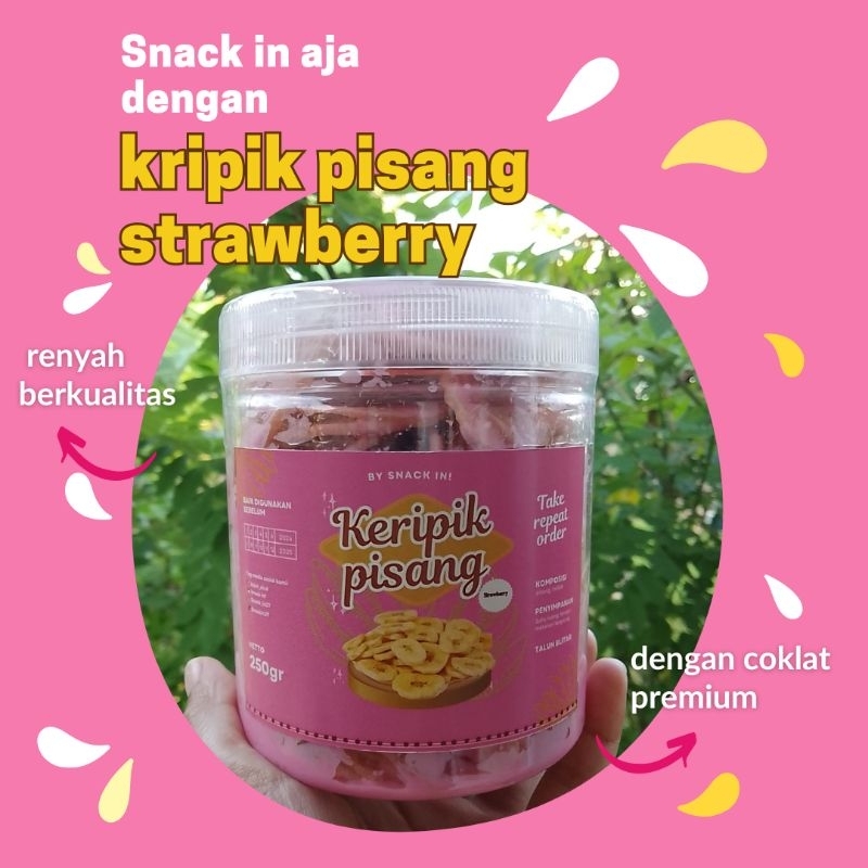 

Snack in! kripik pisang strawberry 250gr-400gr || Blitar