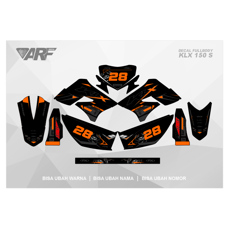 DECAL KLX 150 S (003) DEKAL STIKER FULLBODY KLX L 2009 2010 2011 2012 2013 2014 2015 MERAH KUNING HI