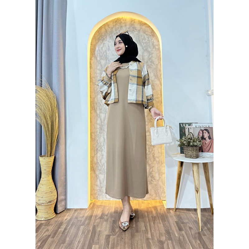 INNER DRESS KNIT PREMIUM BASIC INNER/ DRESS TANPA LENGAN/ DRESS INNER