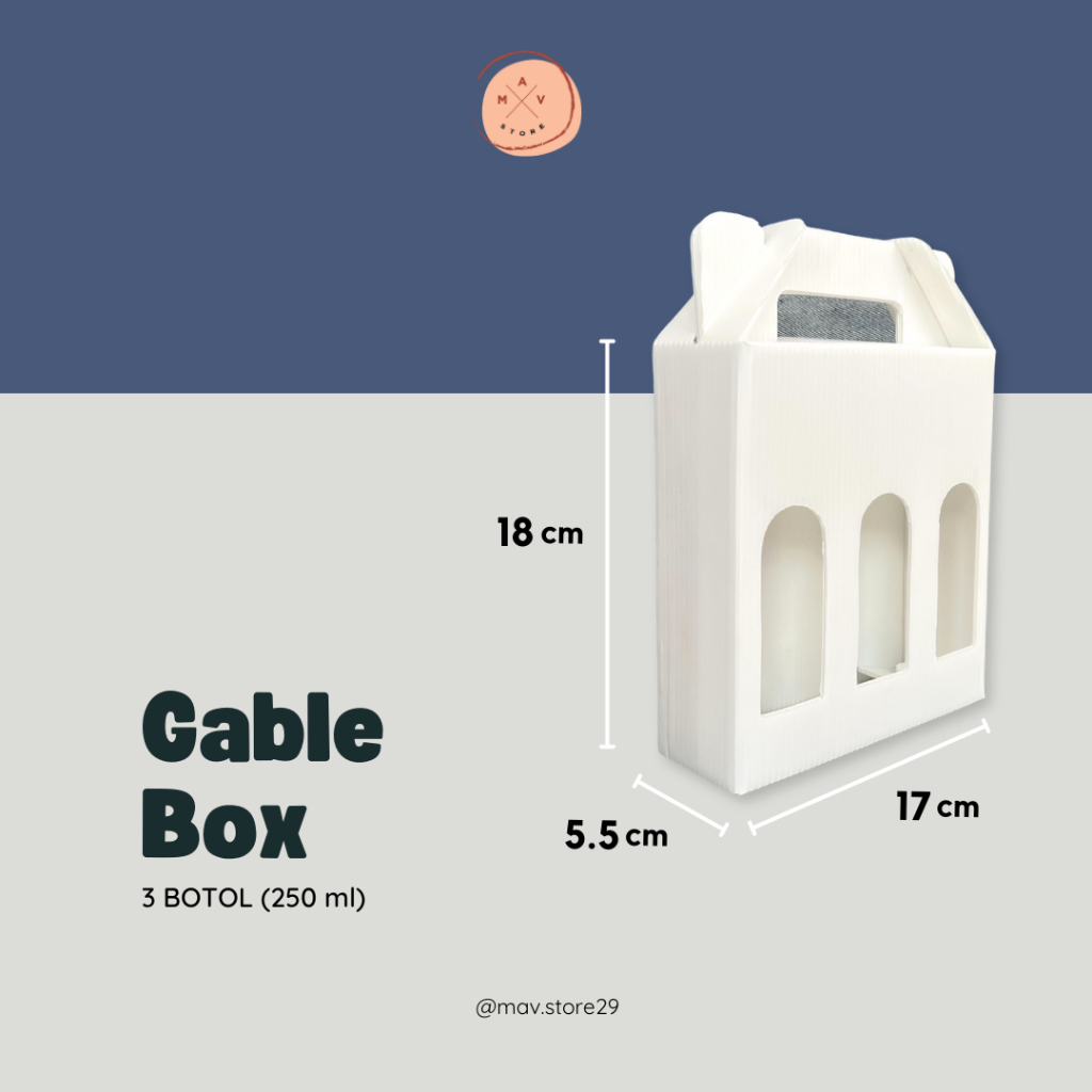 

Gable Box/Dus Hampers Botol Minuman 250 ml (18 x 17 x 5.5 cm)