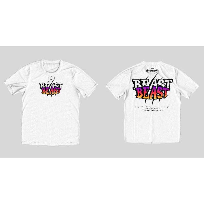 Baju kaos pria Beast, warna putih bahan katun tebal.