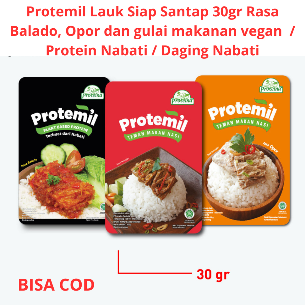 

Protemil Lauk Siap Santap 30gr Rasa Balado, Opor dan gulai makanan vegan / Protein Nabati / Daging Nabati