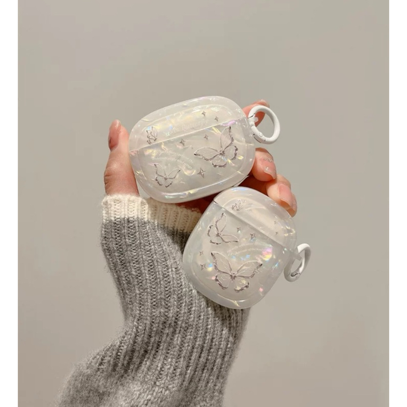 Silver Butterfly Shell Softcase for Airpods 1 2 Pro 3 Case Airpods Inpods TWS