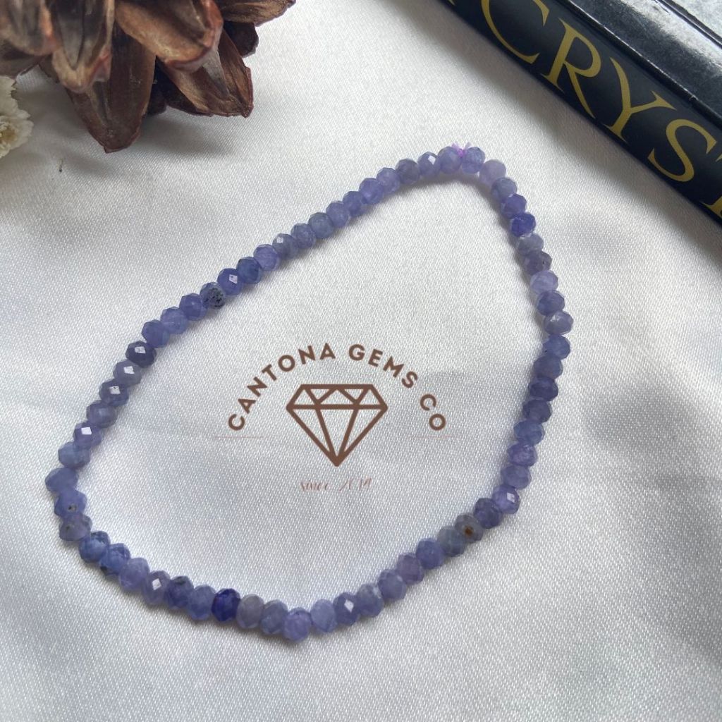 Gelang Batu Alam Asli Tanzenite facet 3mm