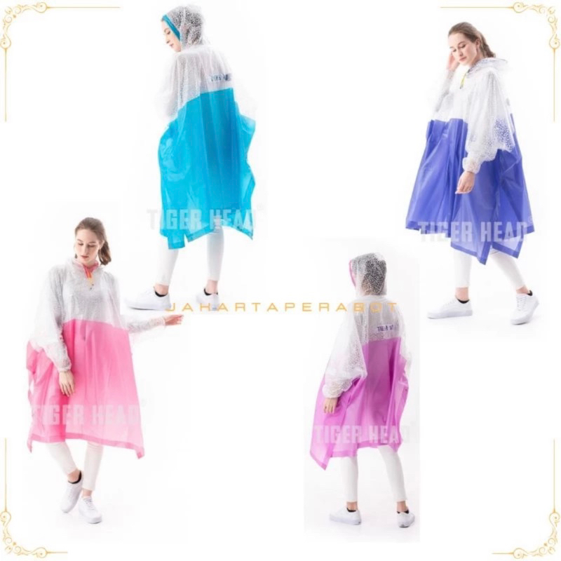 Tiger Head / Jas Hujan Ponco Lengan Motif Polkadot Gemini / Mantel jas Hujan