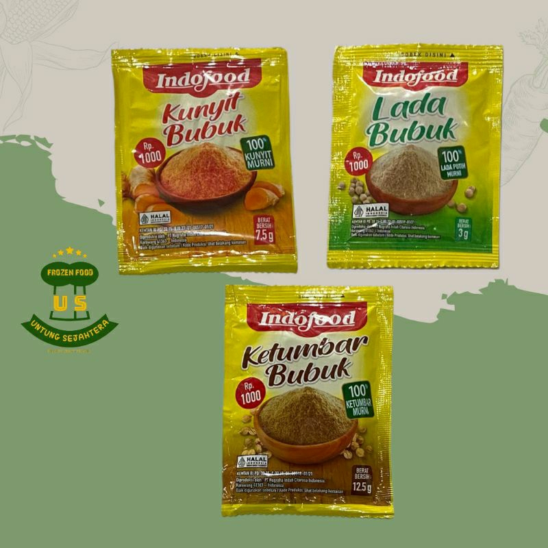 

Indofood Rempah Rempah Bubuk Lada Bubuk Saset Ketumbar Bubuk Ecer Indofood Kunyit Bubuk Ecer merica sachet tumbar instant kunyit saset