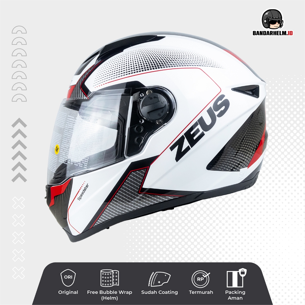 Helm Full Face Zeus 811 AL6 WHITE RED