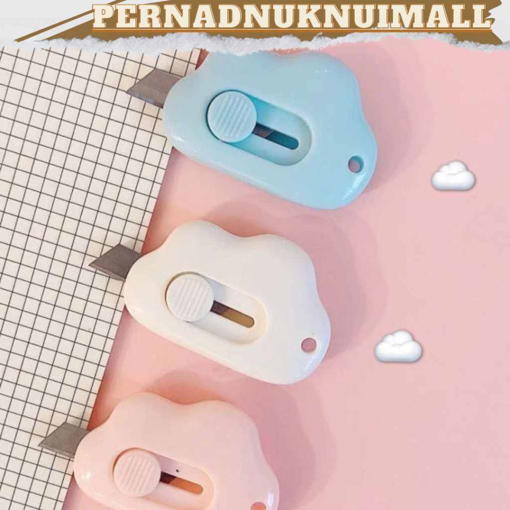 

MINI CUTTER LUCU BENTUK AWAN PISAU KARTUN||Cutter Mini Awan|Cutter Mini Pisau Kecil Silet Bentuk Awan ATK Pembuka