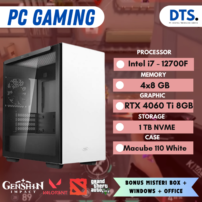 PC Gaming | Intel i7 12700F | RTX 4060 Ti | 1 TB NVME | LiquidCooler