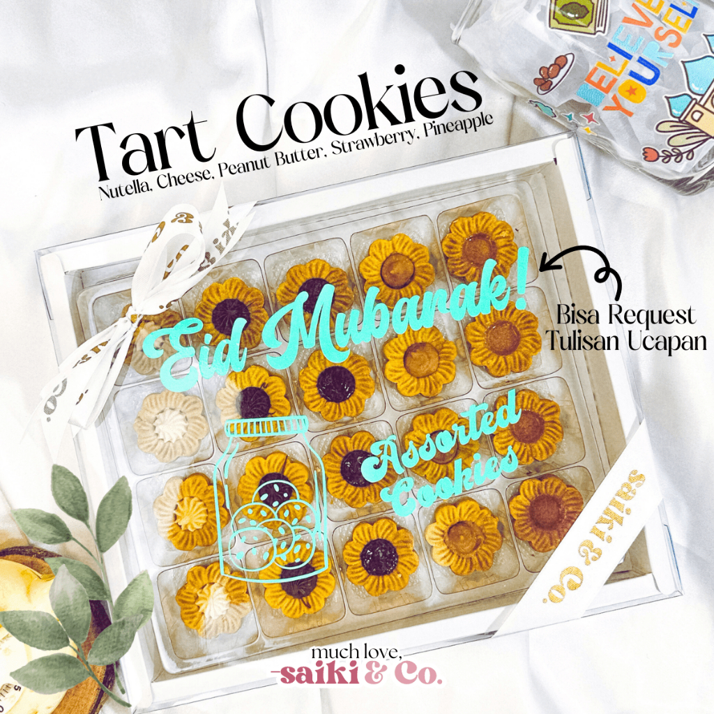 

[ SAIKI & CO. ] Tart Cookies Sekat | Kue Kering | Cokelat / Coklat Nutella , Cheese ( Keju ) , Strawberry ( Stroberi ), Peanut Butter ( Selai Kacang ), Nanas ( Pineapple ) | Cocok untuk Dijadikan Hadiah / Hampers / Parsel ( Parcel ) / Kado