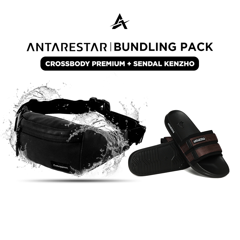 ANTARESTAR Official - Sendal Kenzho Slip On Sandal Pria Anti Licin Ringan Dengan Tas Selempang Anti 