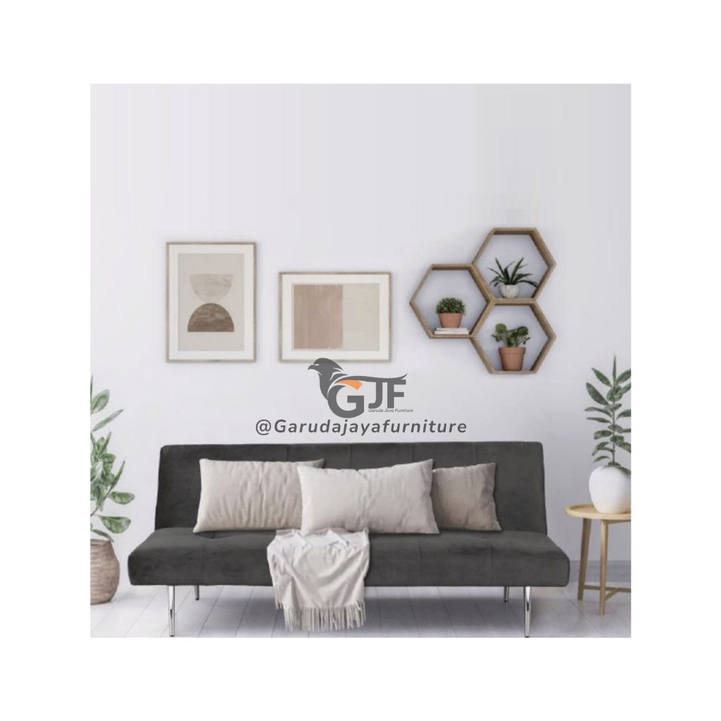 SOFA BED MINIMALIS BAHAN BELUDRU PREMIUM KAKI BESI MEREK ACTIV / SOFA BED MULTIFUNGSI DUTCH VELVET N