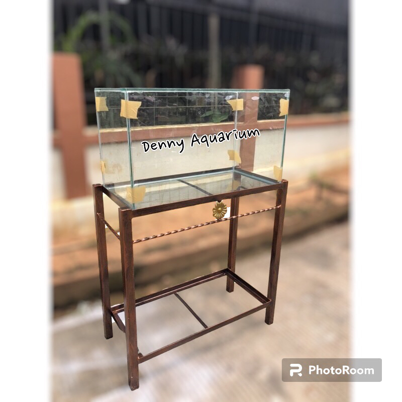 AQUARIUM  KACA 60x30x35cm plus rak holo siku