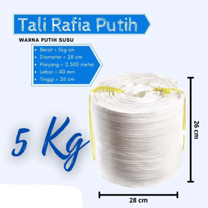 

Tali Rafia warna putih susu berat ±5KG an