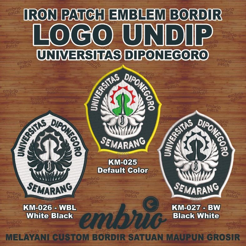 Patch UNDIP emblem bordir logo Universitas Diponegoro Semarang - 7x8cm - Embrio Patch Embroidery Emb