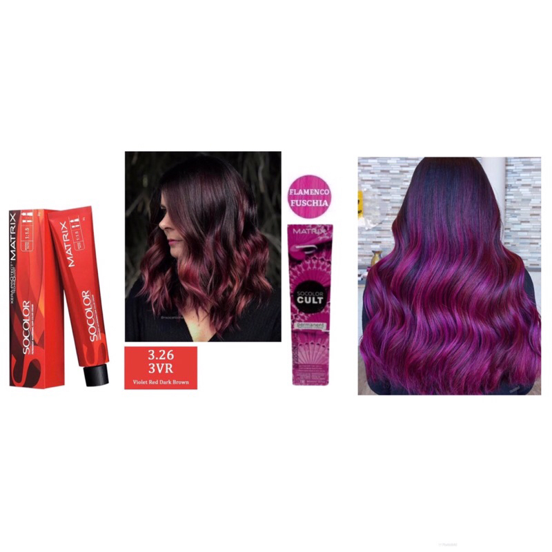 Matrix Socolor So Hair Color Cult Permanent 90ml Cat Perwarna Rambut Pink- 3.26 3VR Flamenco Fuchsia