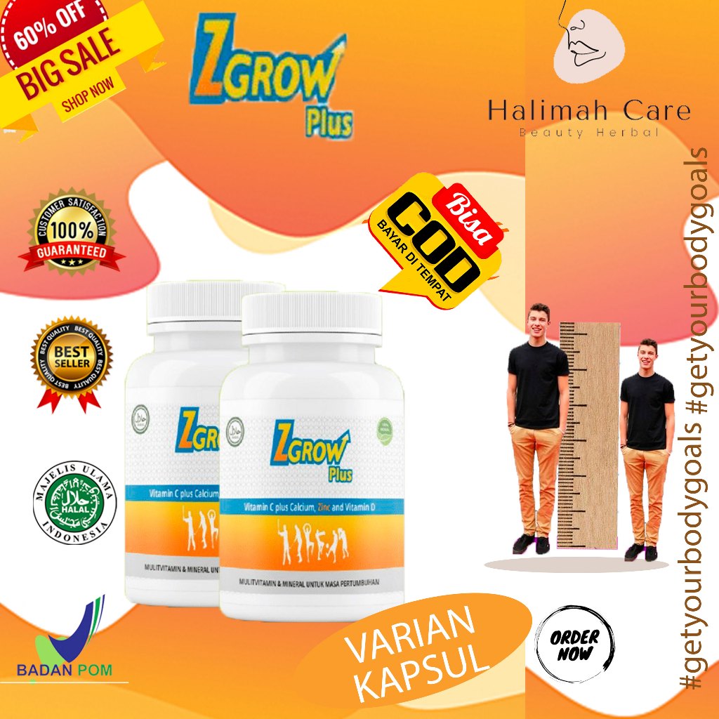 [FLASH SALE] SUPLEMEN Z-GROW PLUS - PENAMBAH TINGGI BADAN ANAK HINGGA DEWASA TERAMPUH ORIGINAL BPOM