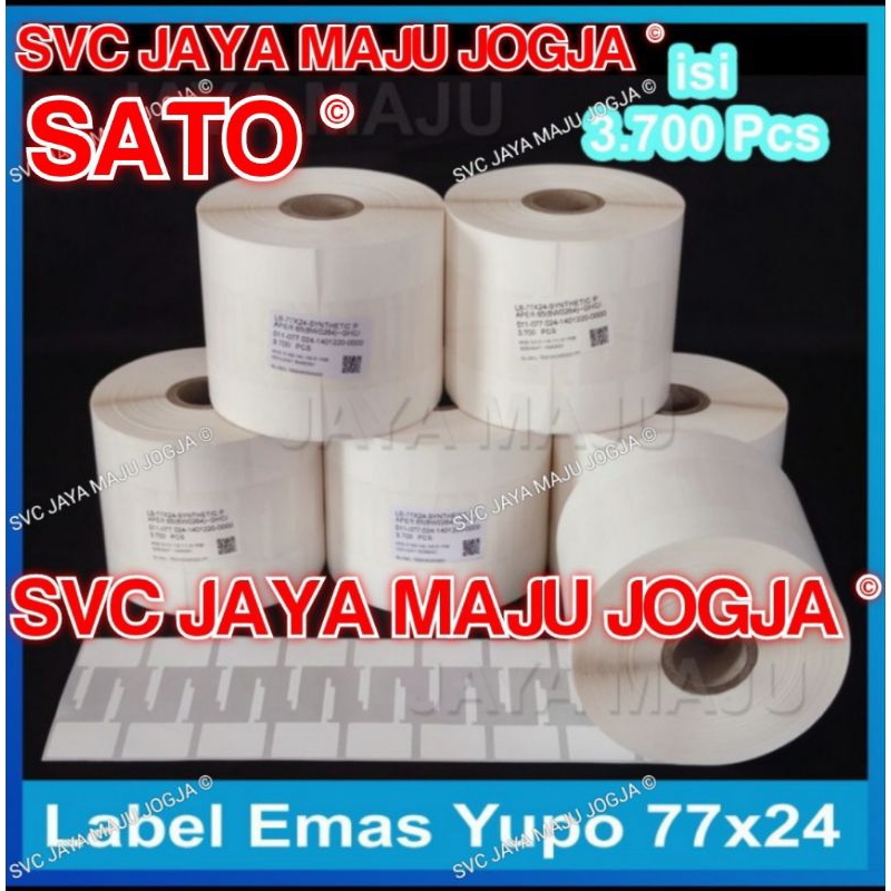

[ SATO ] 77 X 24 - 2 LINE YUPO SYNTHETIC - FACE IN - ISI 3.700 PCS || CORE 1" || LABEL BARCODE THERMAL TRANSFER - LABEL JEWELRY PERHIASAN BERLIAN DIAMOND EMAS GOLD SILVER - OPTIK KACAMATA || 77X24 - CG408TT CG408 TT CG 408TT CG 408 TT