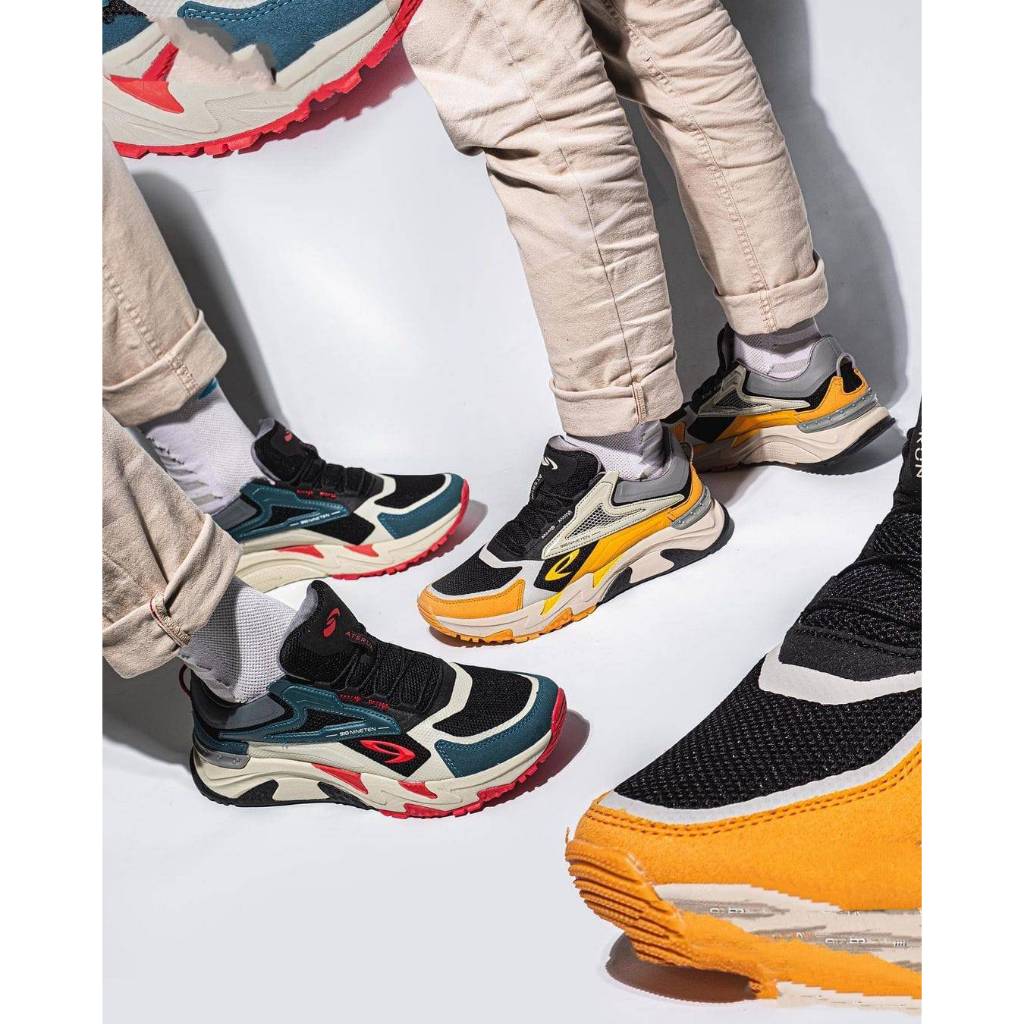 910 chiru aterun hitam orange/hitam teal sepatu running 910nineten original