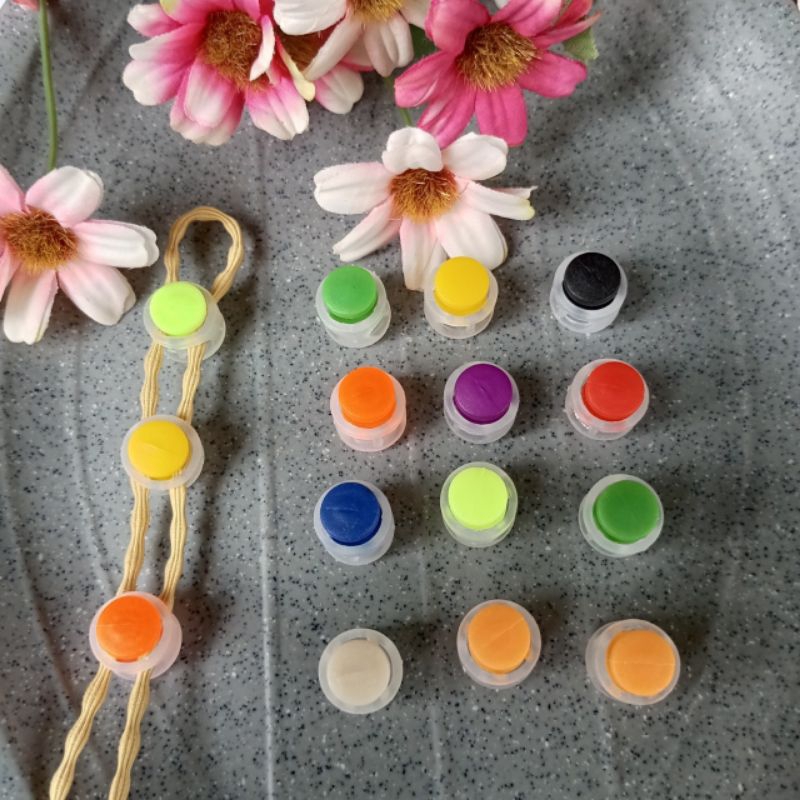 Stoper Bulat Warna knop Bulat Mini 14mm Stoper Bulat Lubang Ganda Pilih Warna Stoper Bahan Strap Mas