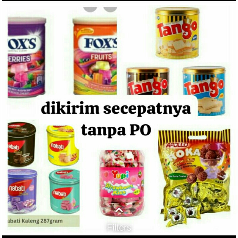 

(packing dus+buble) tango wafer, nabati wafer, gery butter cookies . roka , yupi jajanan kaleng