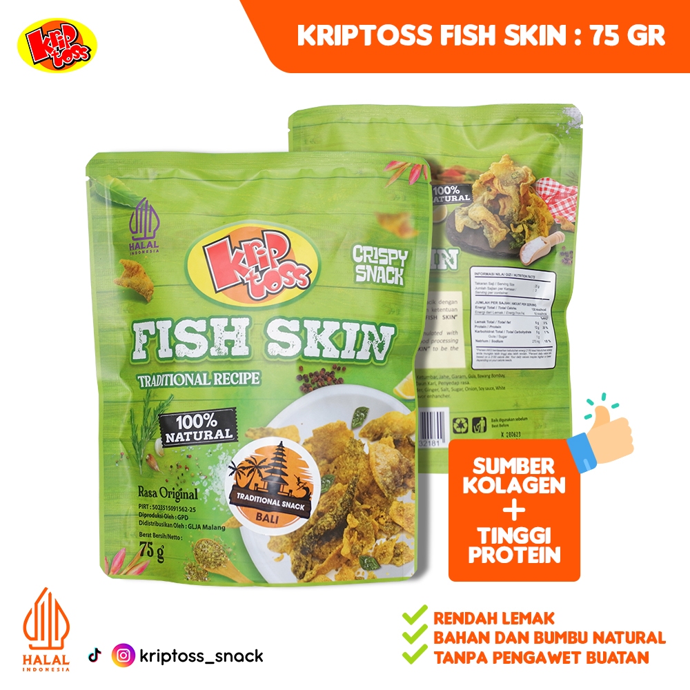 

Kriptoss Fish Skin (keripik kulit ikan) 75gr Original