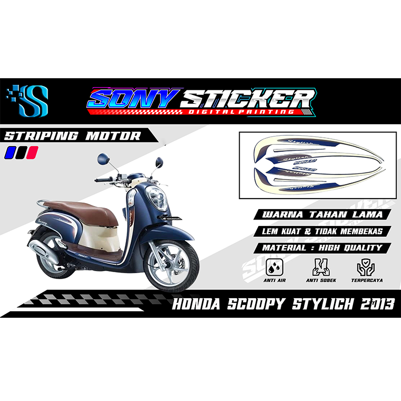 Stiker List Body Motor Scoopy Stylich 2013 - Striping Standar Honda Scoopy Stylich Tahun 2013