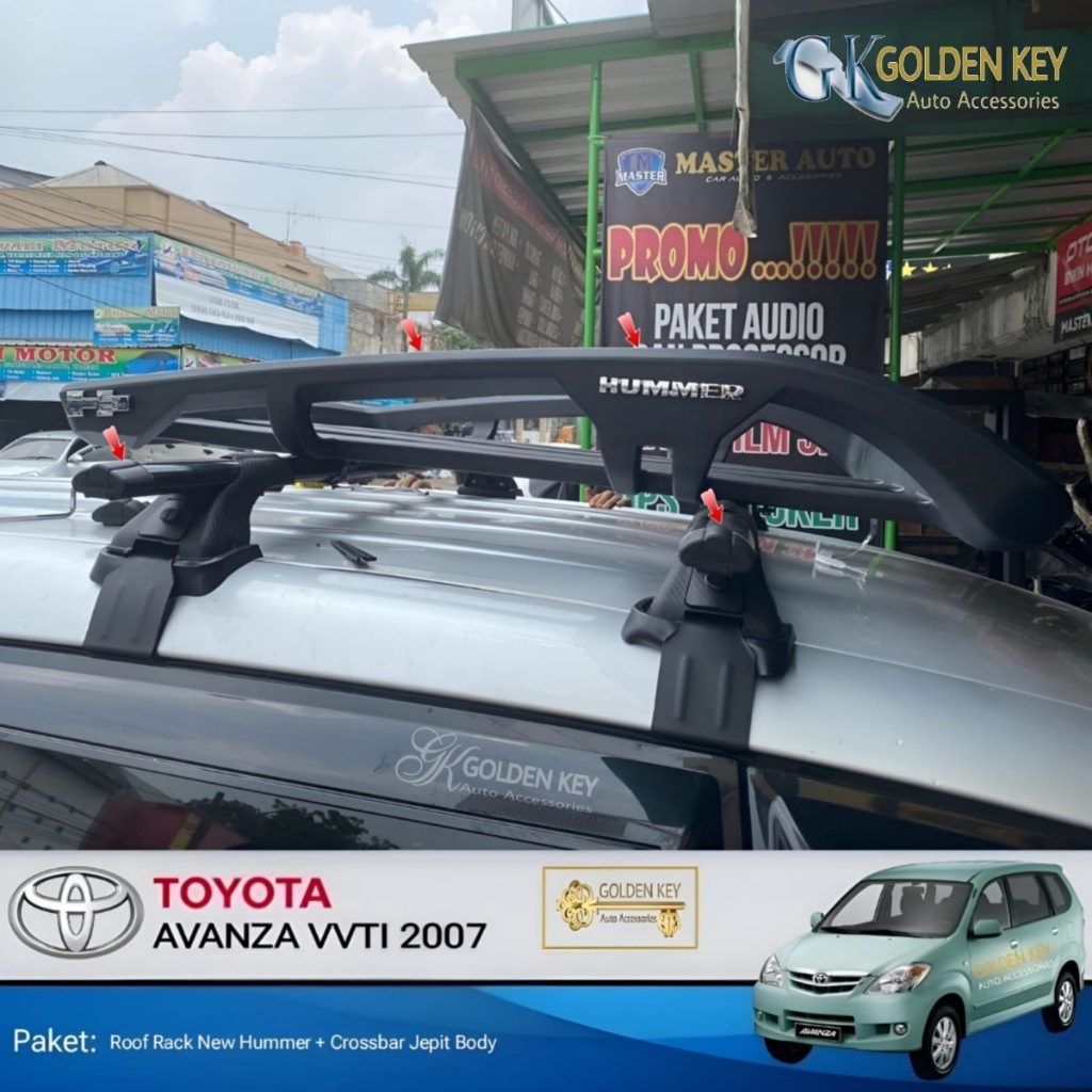 PAKET Avanza VVTI 2007 Roof Rack New Hummer TRD Sportivo + Crossbar Jepit Body Rak Bagasi Atas Mobil