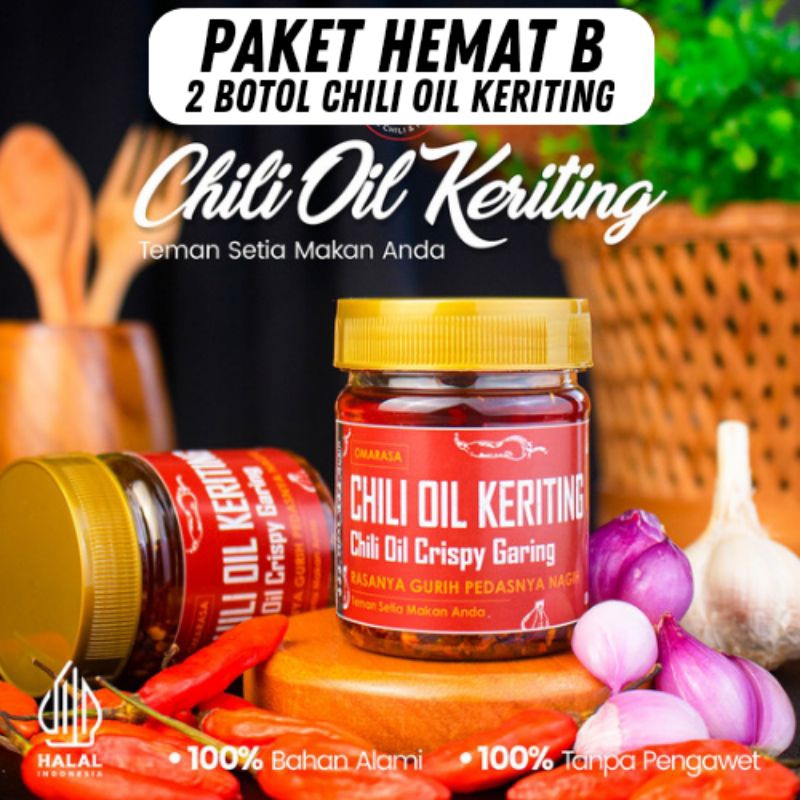 

Paket Hemat B Pembelian 2 Botol Chili Oil Keriting by OMARASA Rasanya Gurih Pedasnya Nagih