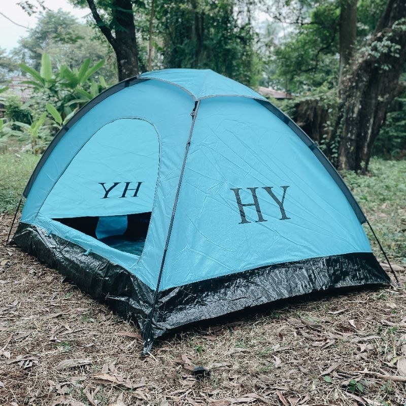 Tenda Dome HY Single Layer Camping Hiking Traveling Adventure Kapasitas 2 Orang Frame Fibber Alas Te