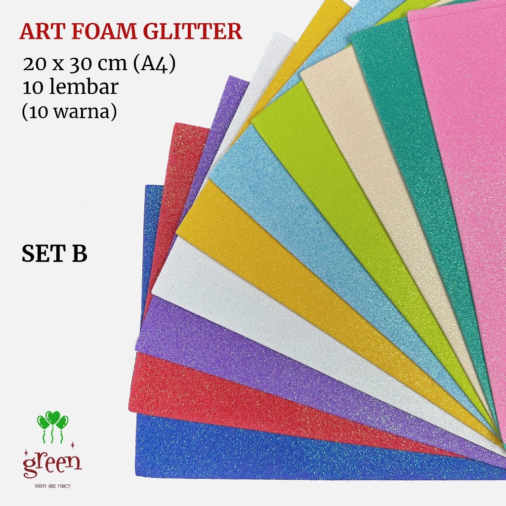 

[10 lembar] Eva foam glitter 20x30 cm Art foam Busa eva glitter A4 20x30 cm Spons eva