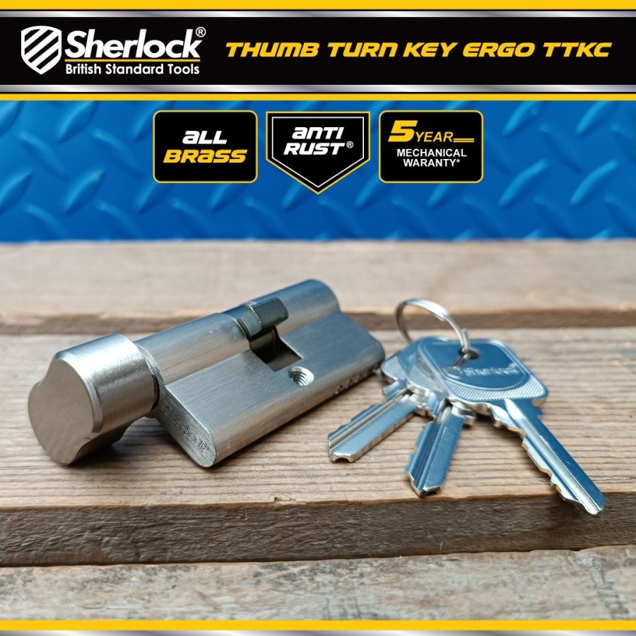 Cylinder Kunci Pintu / Sherlock 60 mm Kunci Silinder Thumbturn Putar TTKC1