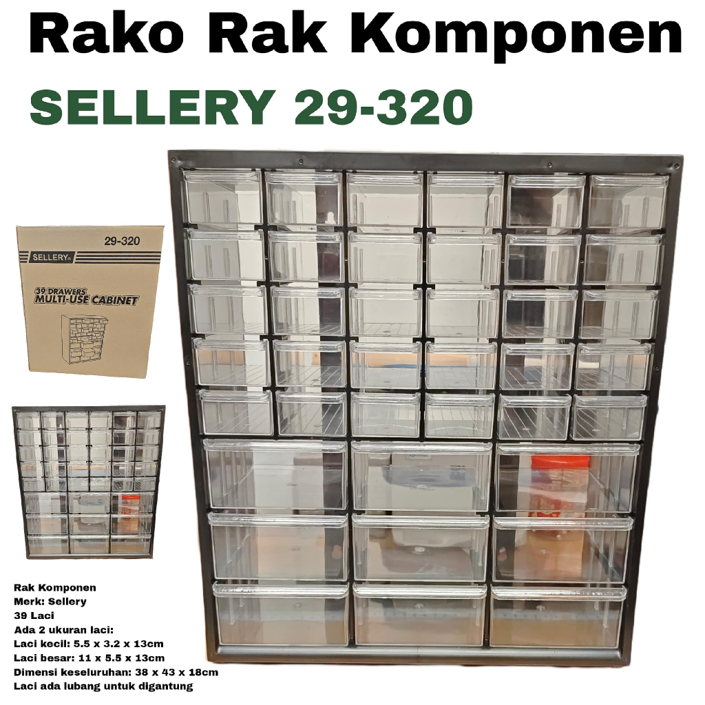 Rak Komponen 39 Laci Sellery 29-320 untuk Penyimpanan Baut dan Mur