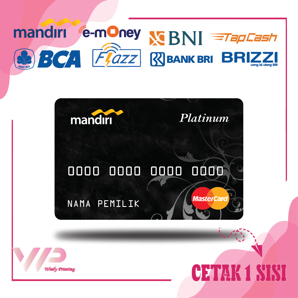 KARTU EMONEY DEBIT KREDIT PLATINUM BLACK MANDIRI FLAZZ BCA GEN 2 BNI TAPCASH BRIZZI BRI - 1 SISI