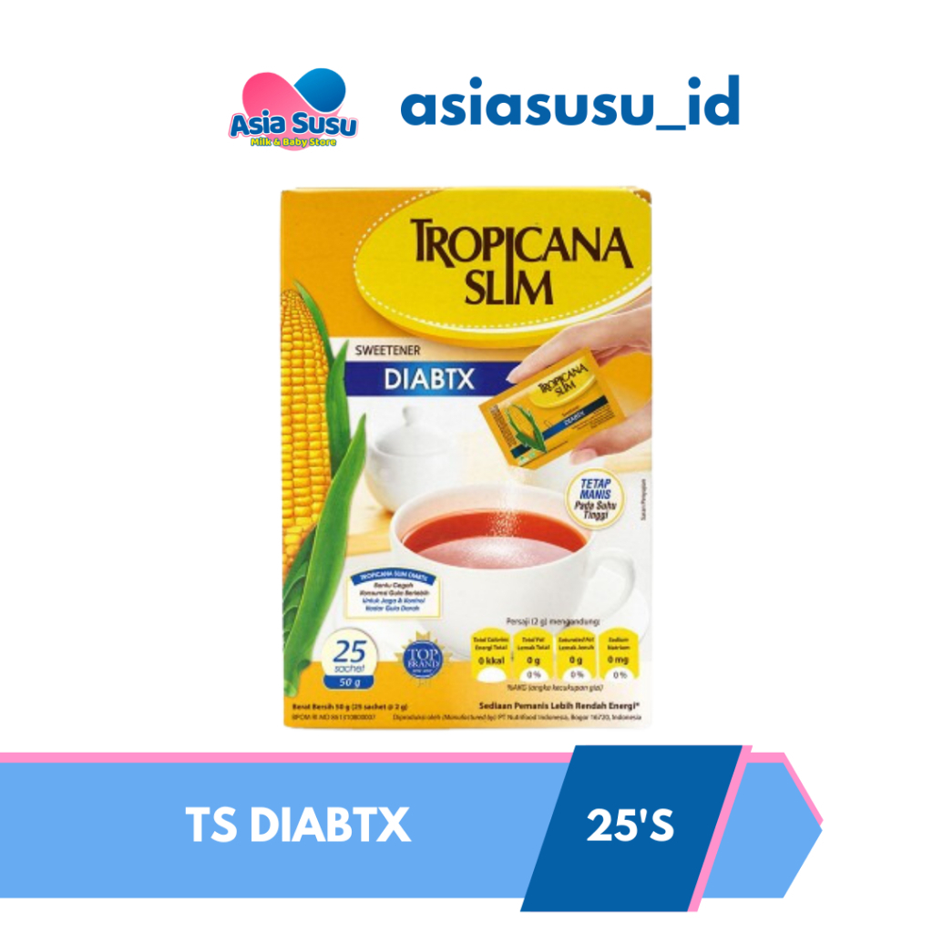 

TROPICANA SLIM SWEET DIABET 100/50/25 sachet/gula diabetes pengganti gula pemanis buatan nol kalori