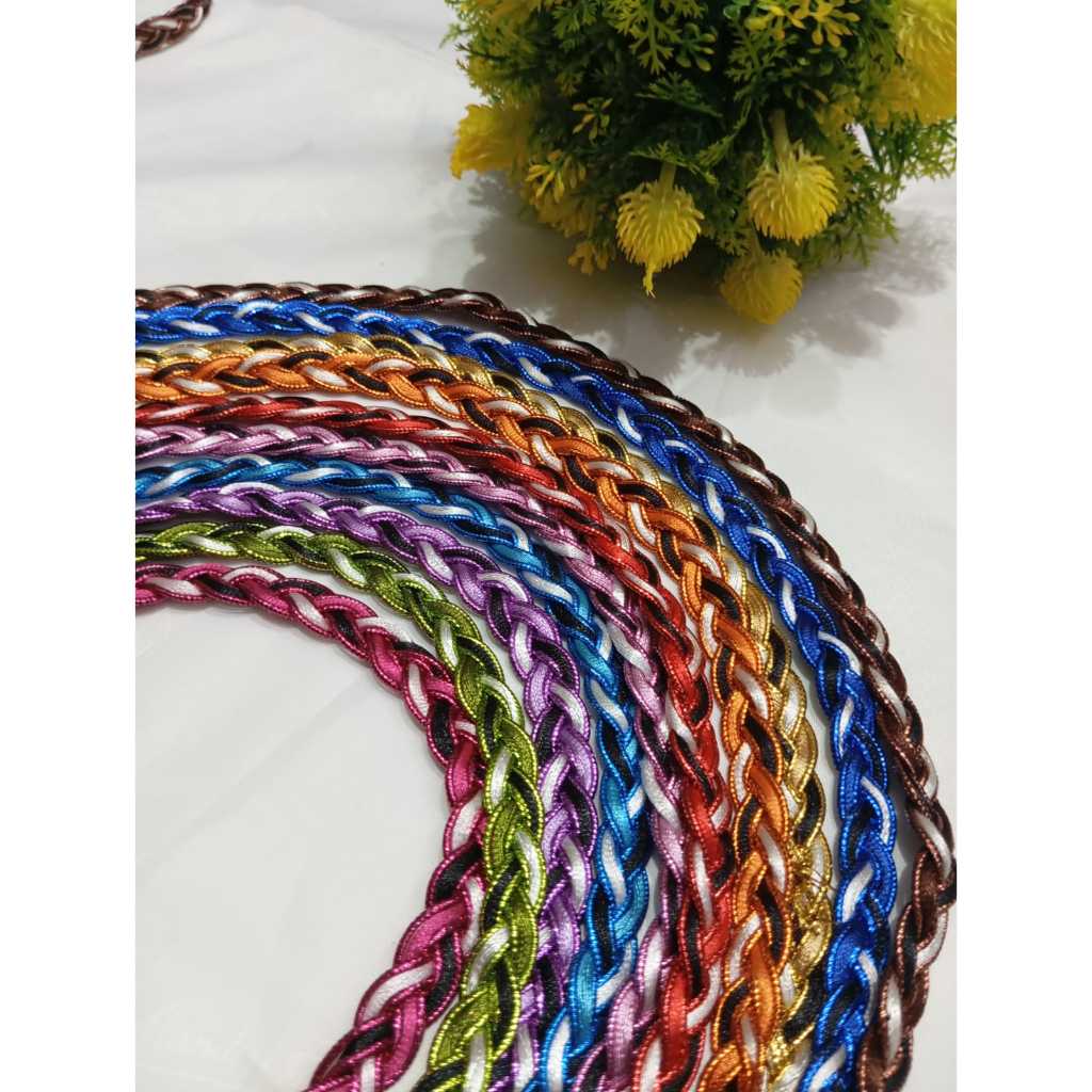 Renda Best Kombinasi Kepang Tali Gelang Pipih Motif/18 yard