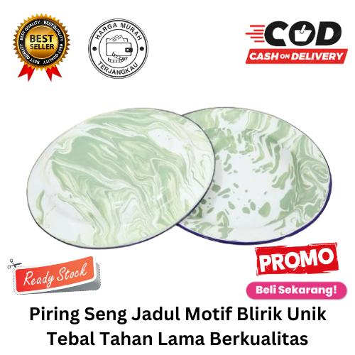 [BISA COD] PROMO Piring Seng Jadul Motif Blirik Unik Tebal Tahan Lama Berkualitas Piring Enamel Blir